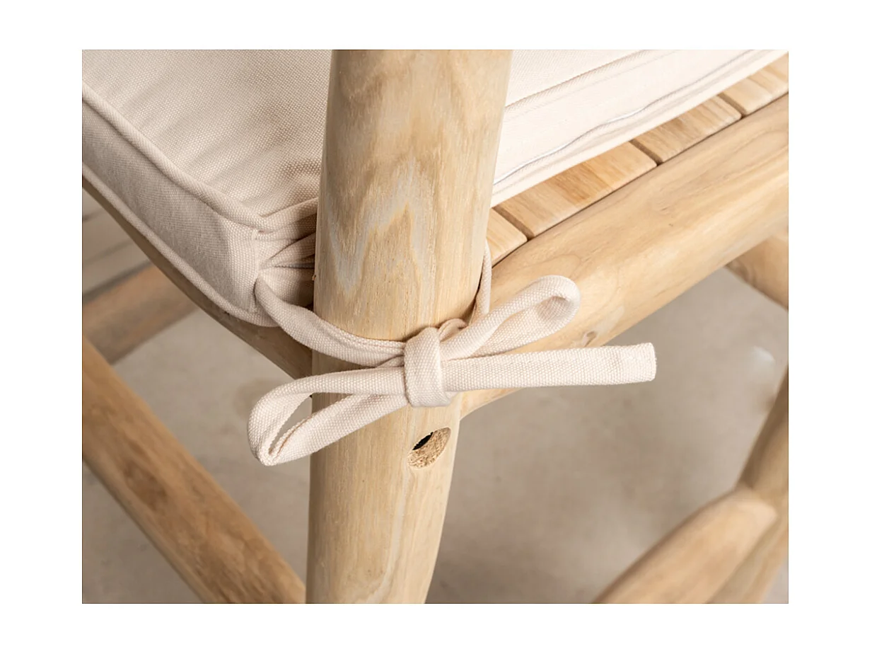 Tabouret haut en branches de teck naturel
