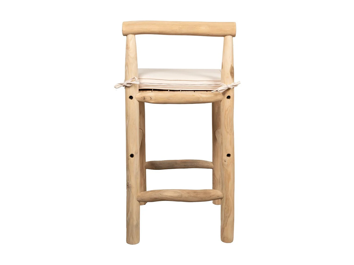 Tabouret haut en branches de teck naturel