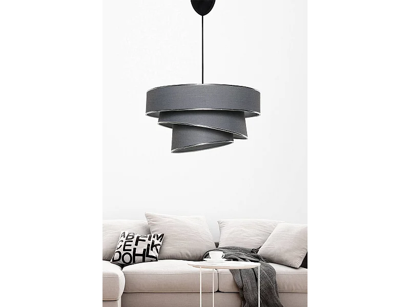 Suspension 3 cylindres design oblique Inconditus Ø40cm Anthracite et Argent
