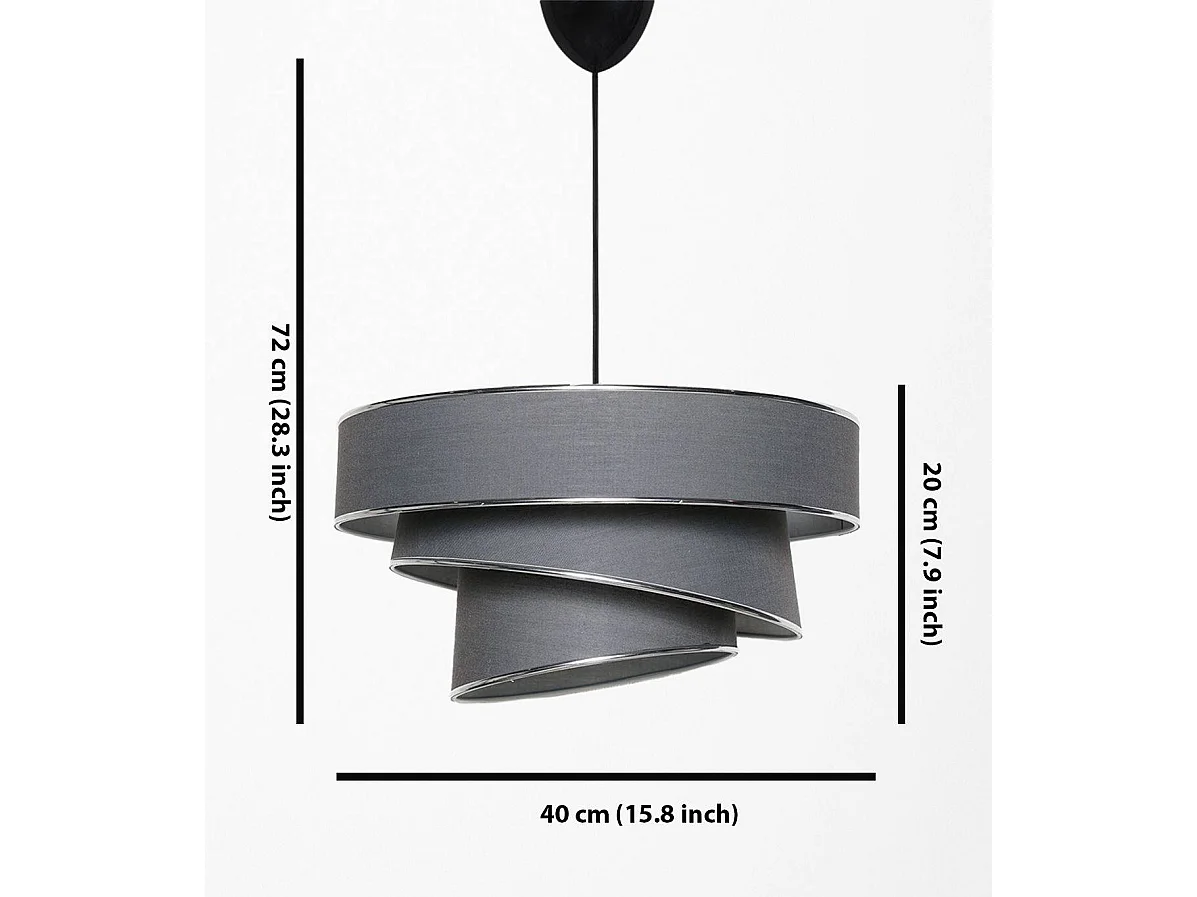 Suspension 3 cylindres design oblique Inconditus Ø40cm Anthracite et Argent