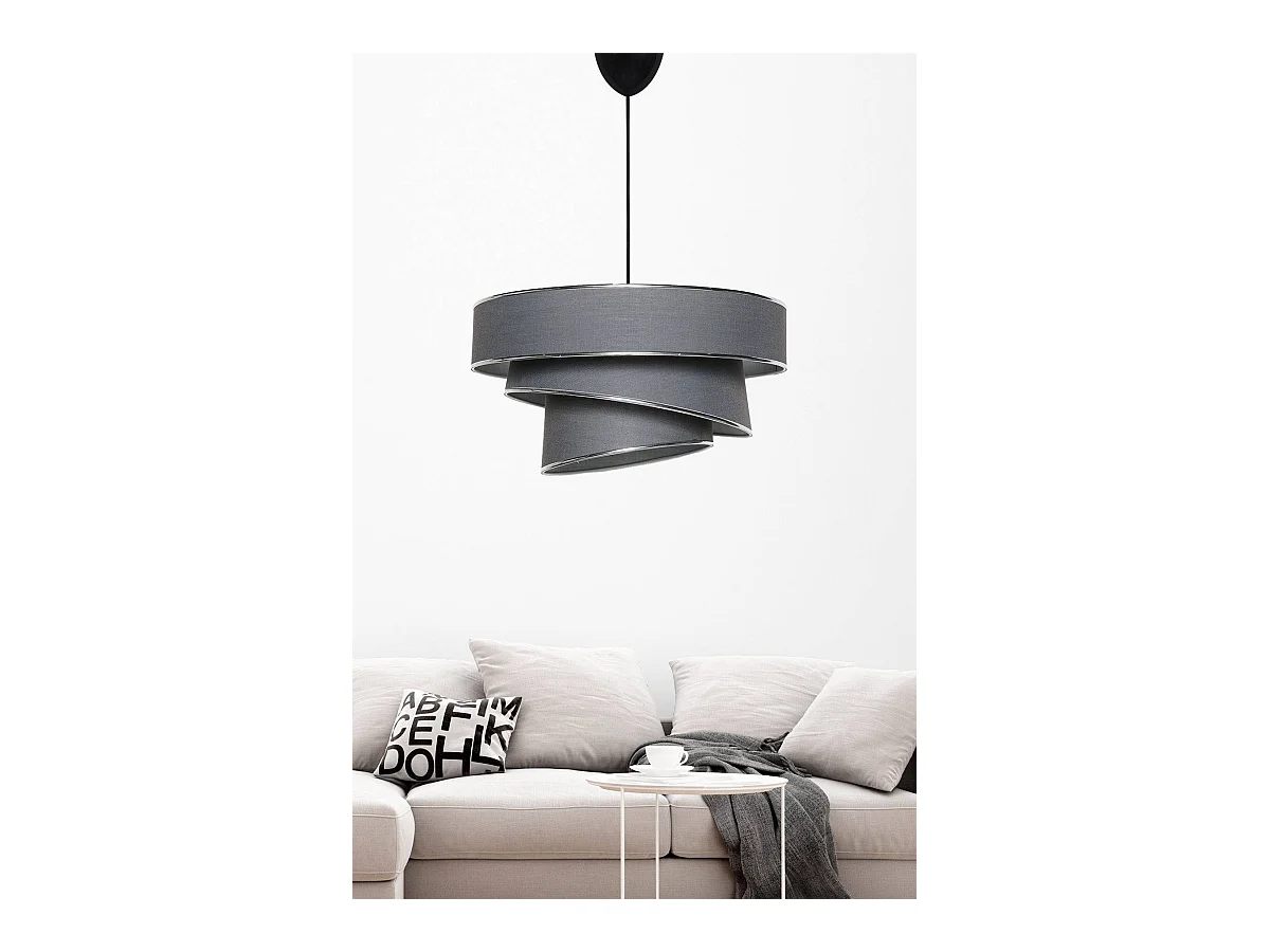 Suspension 3 cylindres design oblique Inconditus Ø40cm Anthracite et Argent