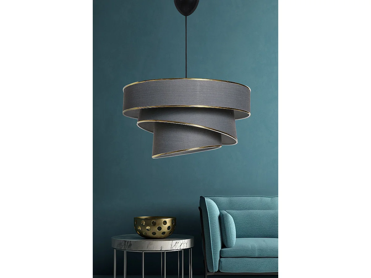 Suspension 3 cylindres design oblique Inconditus Ø40cm Anthracite et Or