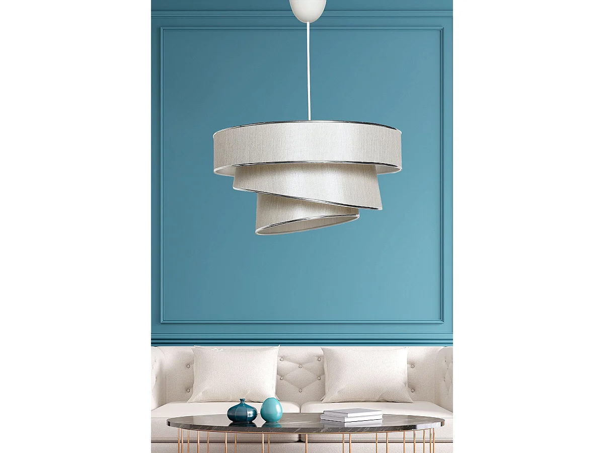 Suspension 3 cylindres design oblique Inconditus Ø40cm Blanc grisé et Argent