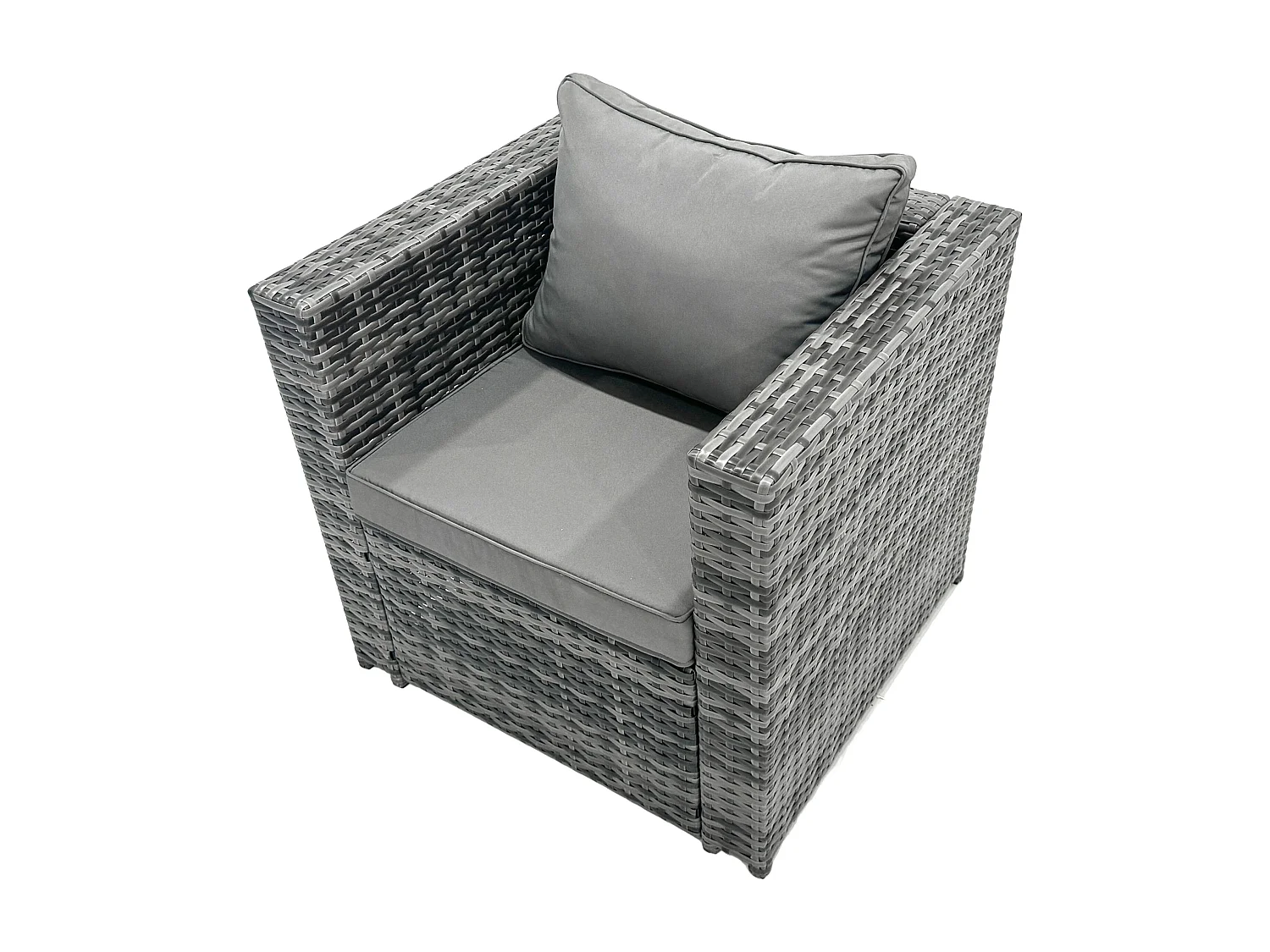 Fauteuil en rotin ave Coussin Mobilier de jardin d’extérieur Mélange gris foncé