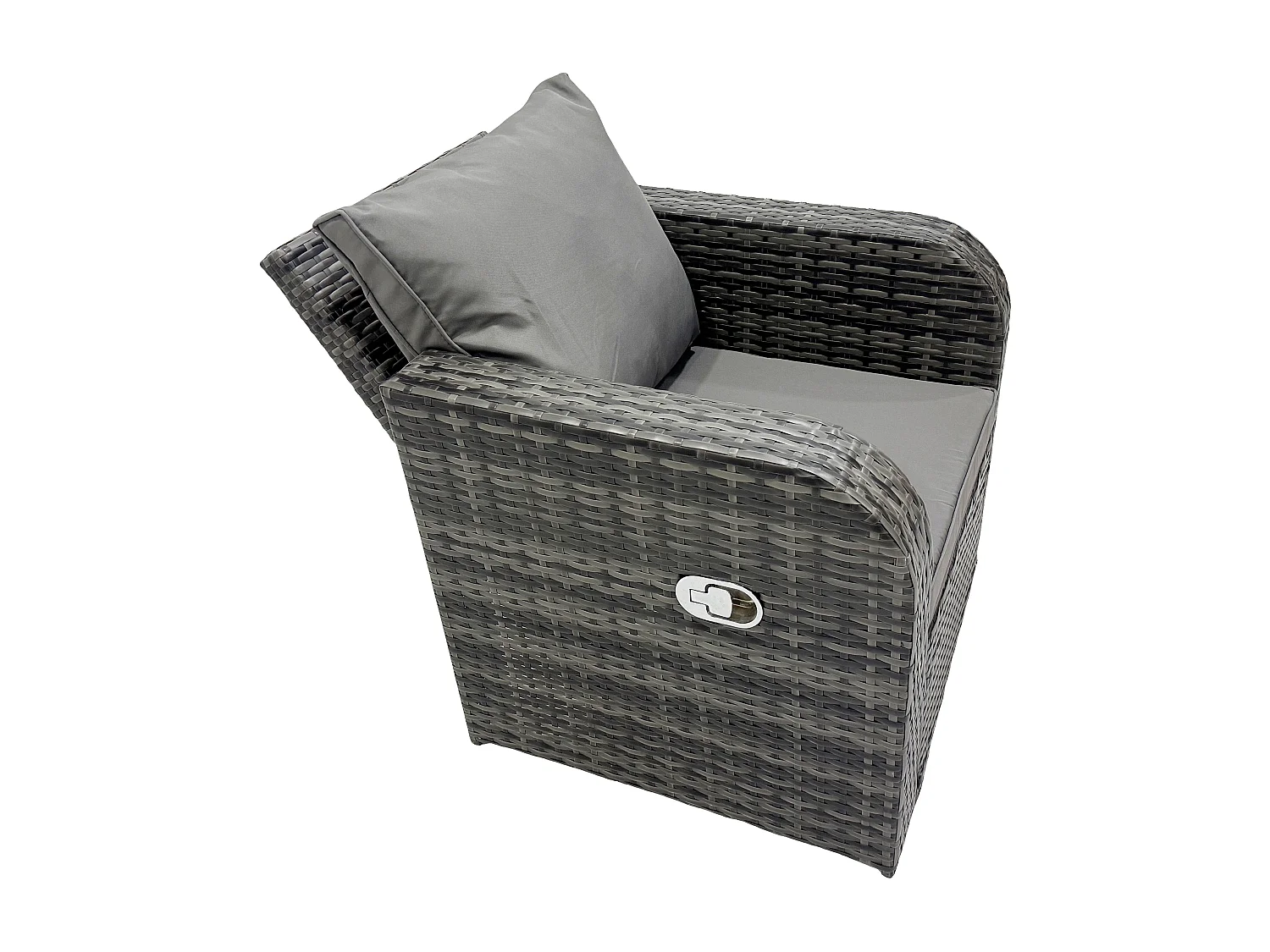 Fimous Single Reclining Rattan Arm Chair Adjustable Sofa Patio Outdoor Garden Furniture With Cushion