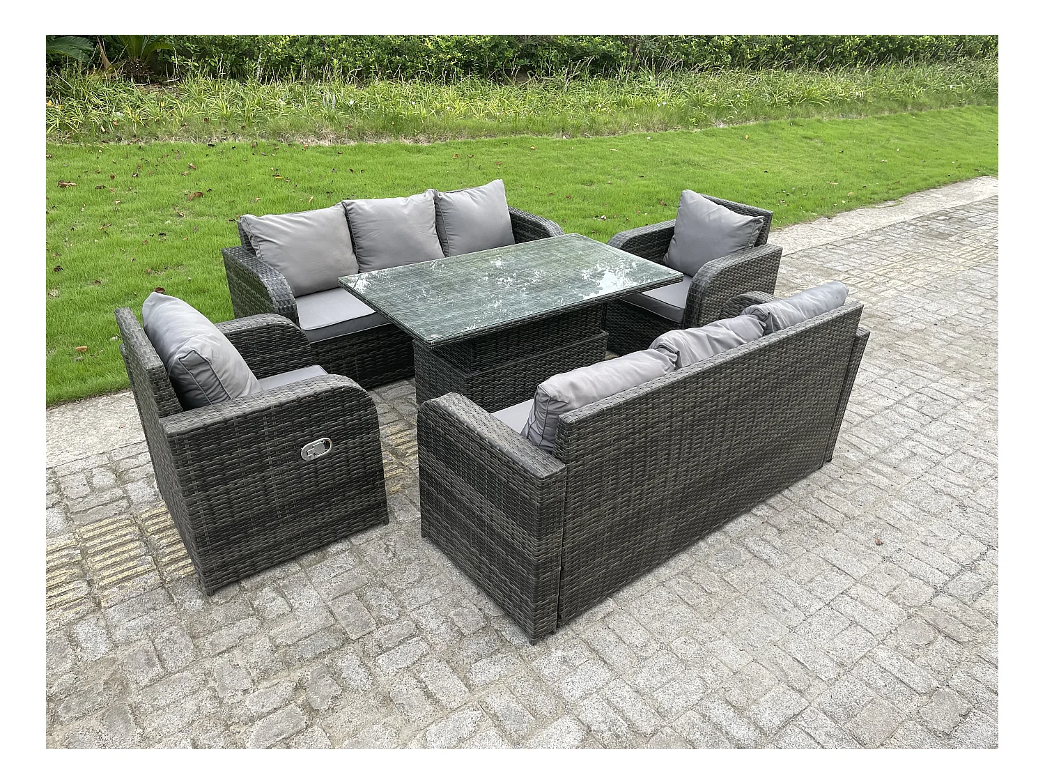 Gartenmöbel im Freien mit 2 Sofa Einstellbare Höhe Esstisch