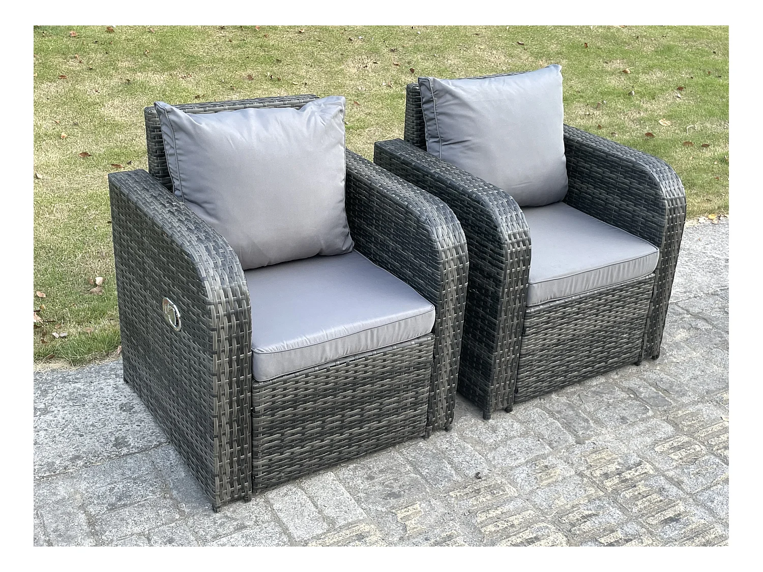 2 pcs Chaise Sessel En Rotin Sofa Réglable Terrasse Mobilier De Jardin Extérieur