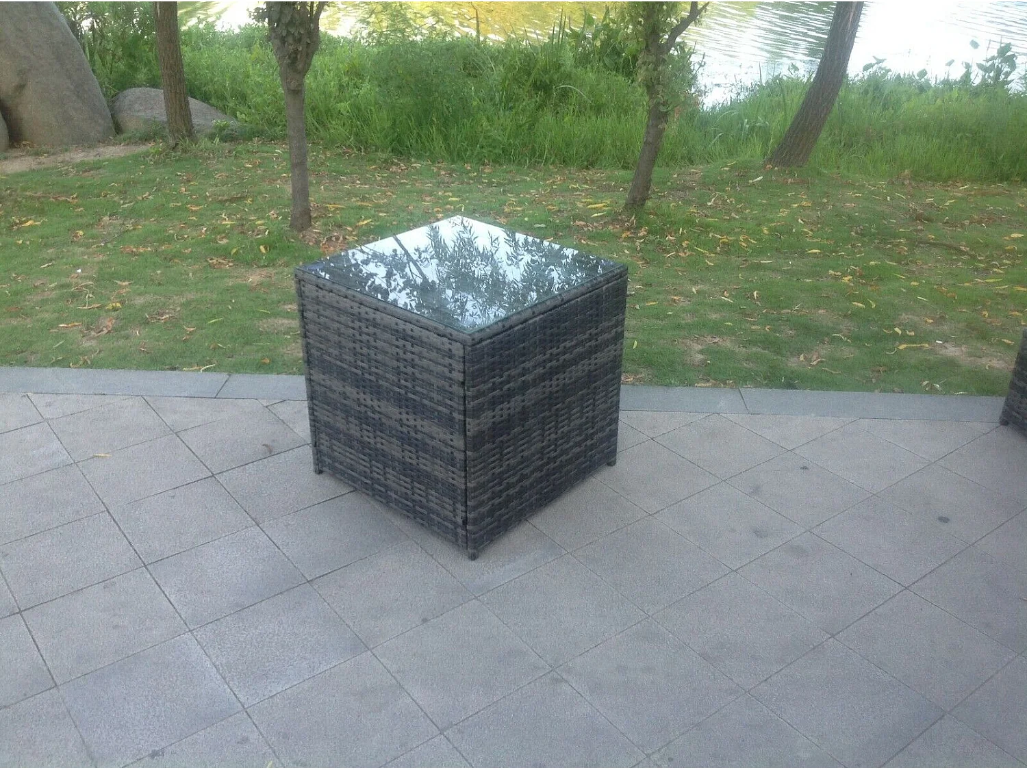 Fimous 8 Seater Outdoor Rattn Garden Furniture Sofa Set Rectangular Coffee Table Lounge Sofa Chair With Side Coffee Table