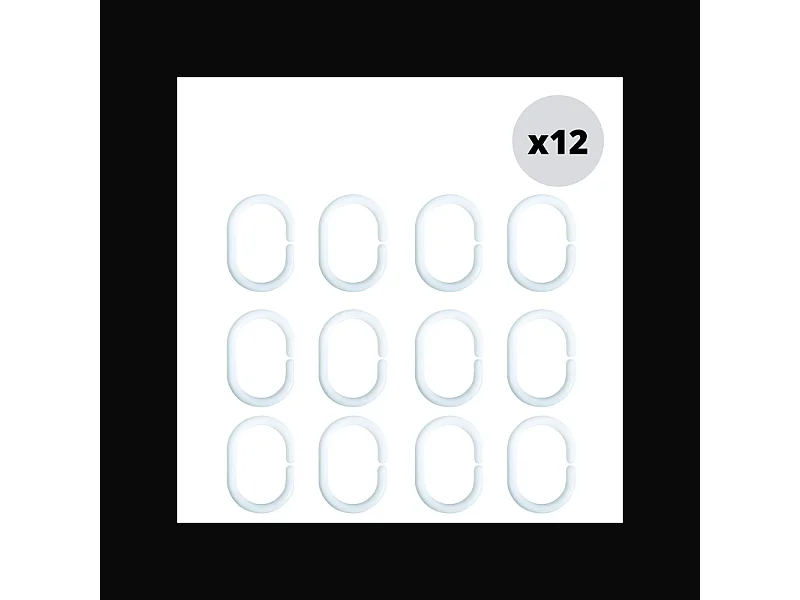Lot de 12 anneaux pour rideaux de douche Blanc MSV
