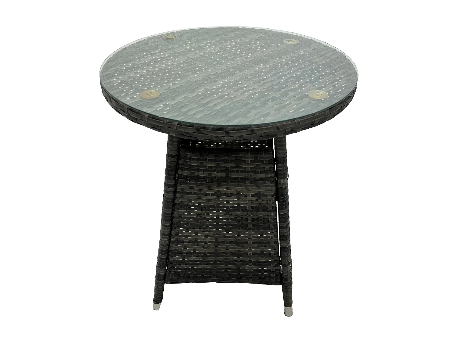 Small Round Outdoor Rattan Dining Table Garden Furniture Accessory Tempered Glass