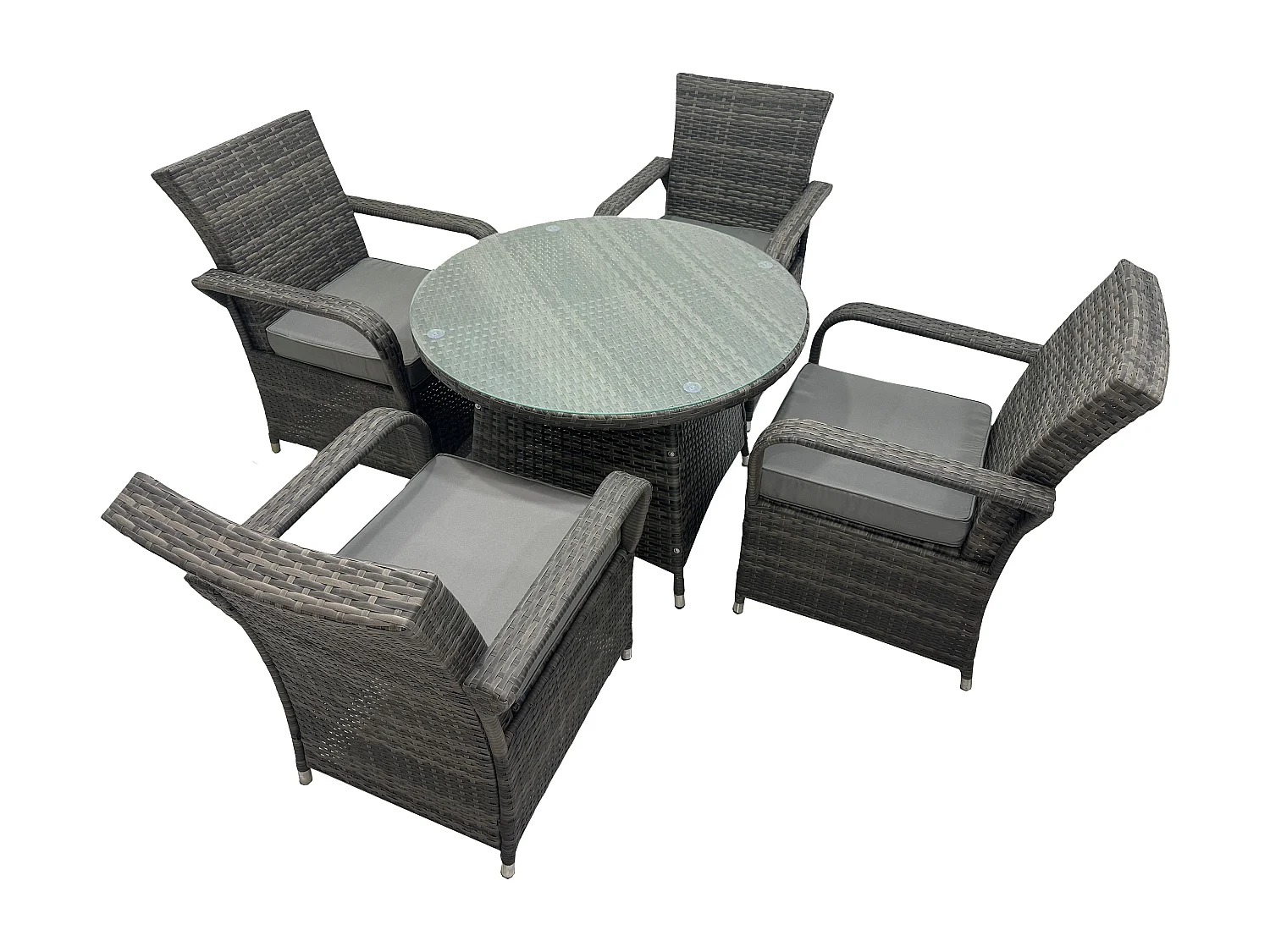 Fimous Rattan Garden Furniture Dining Set Table And Chairs Wicker Patio Outdoor 4 chairs plus medium round table