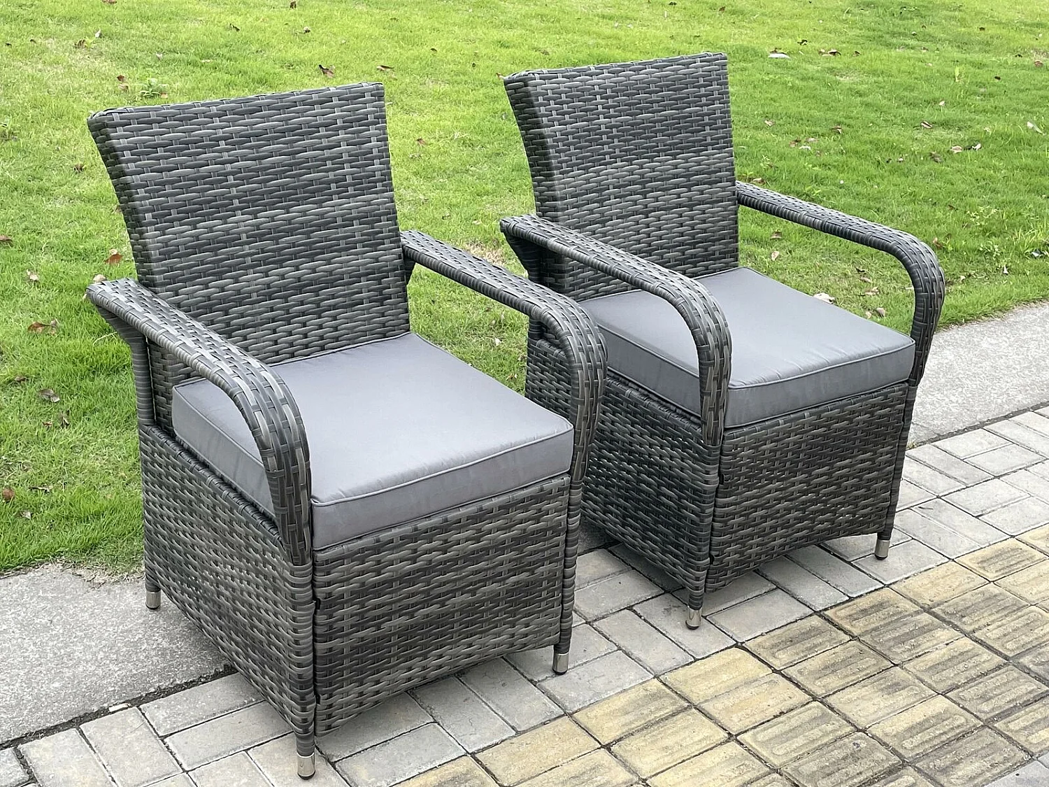 Meubles de Jardin en rotin table à manger et chaises Wicker patio extérieur 6 chaises plus table rectangulaire en verre trempé noir