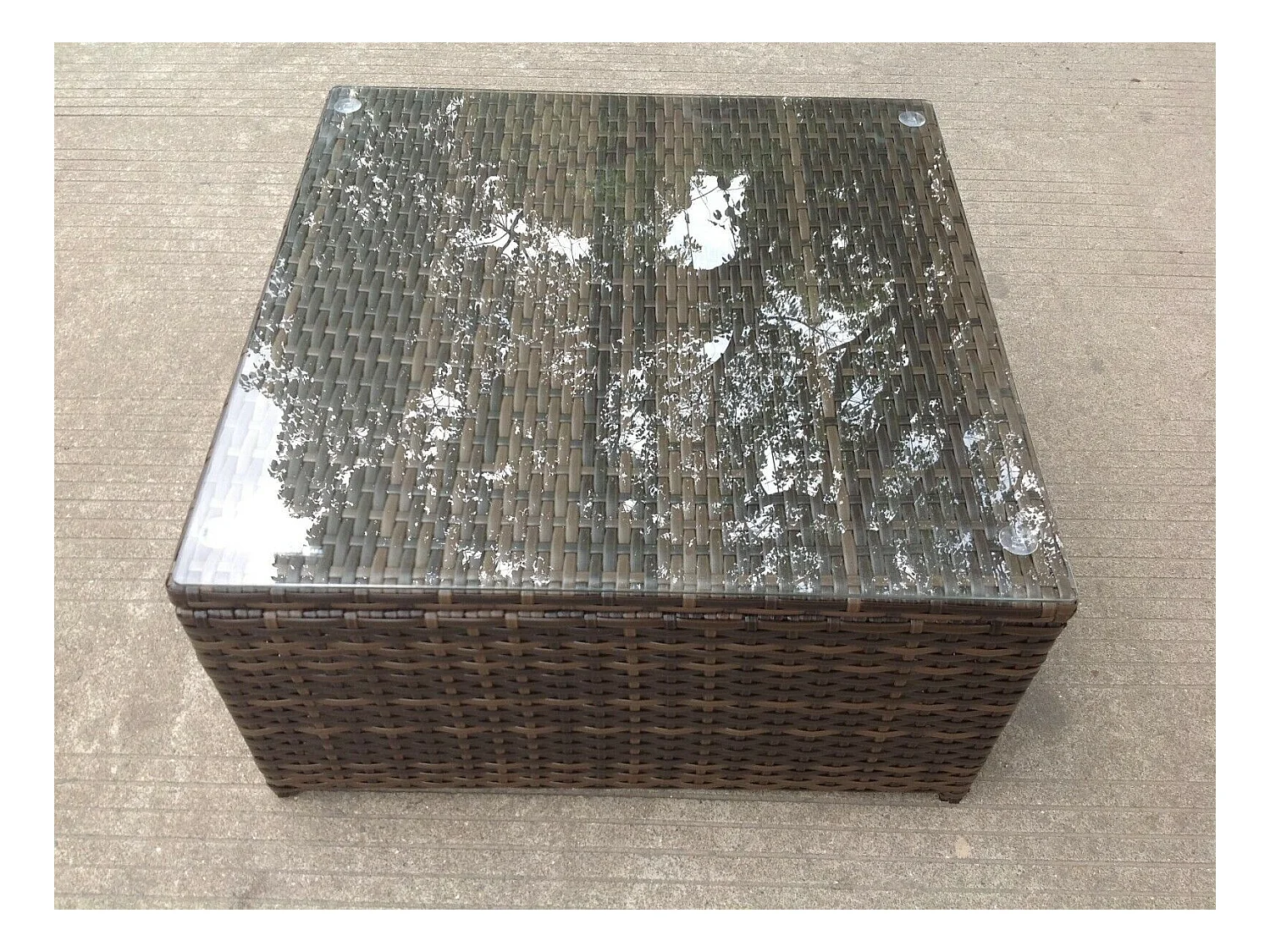 Carrée Rotin Café Thé Table D'Appoint IntéRieur Et ExtéRieur Meubles De Jardin Accessoires Patio Brun foncé