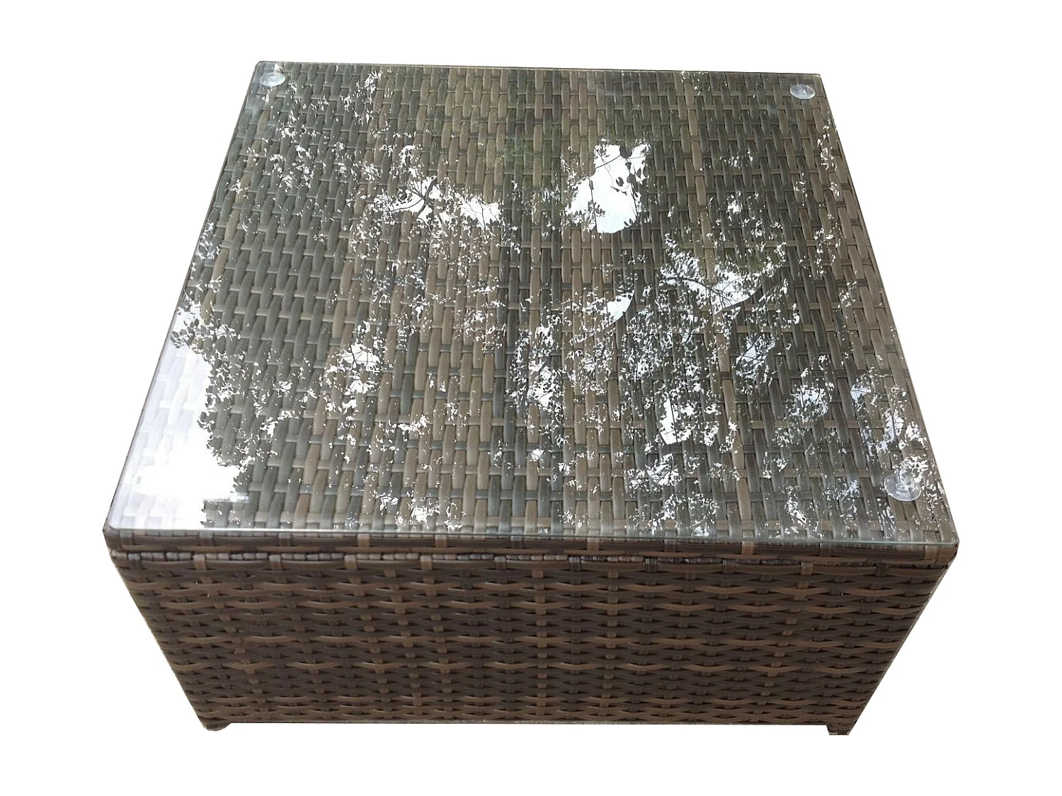 Fimous Square Rattan Coffee Tea Side Table Indoor Outdoor Use Garden Furniture Accessory Patio Dark Brown Mixed