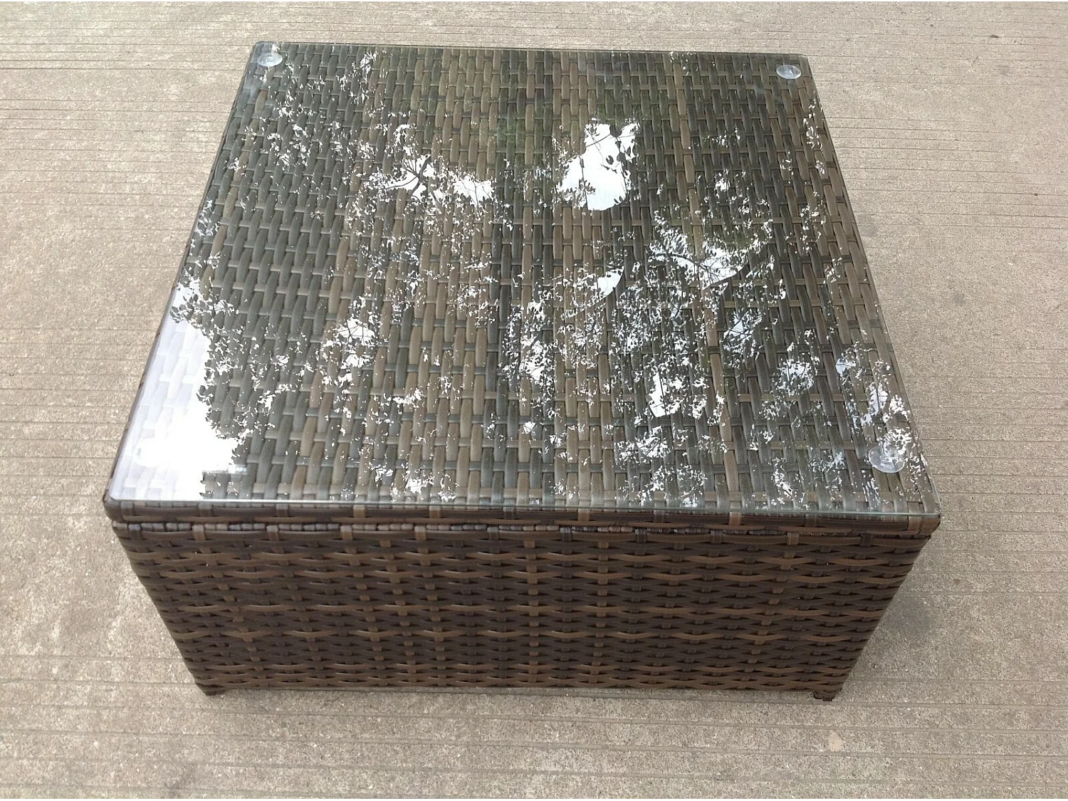 Fimous Square Rattan Coffee Tea Side Table Indoor Outdoor Use Garden Furniture Accessory Patio Dark Brown Mixed