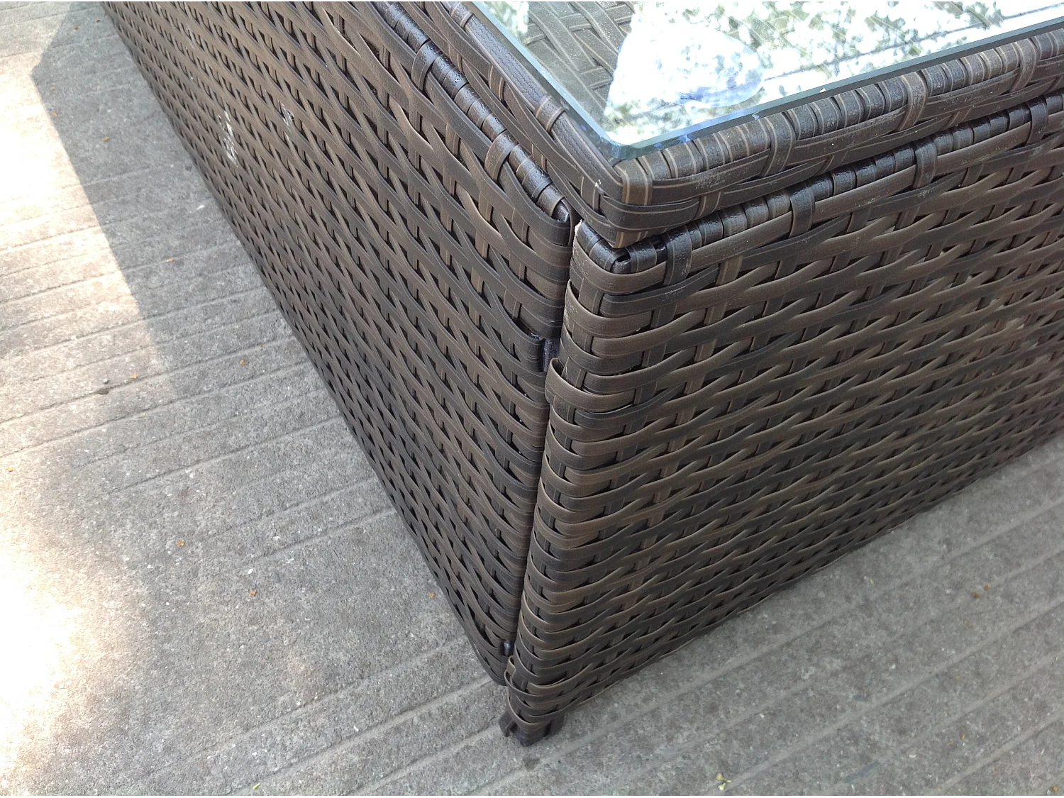 Fimous Rattan Oblong Coffee Table Outdoor Garden Furniture Patio Furniture Dark Brown Mixed