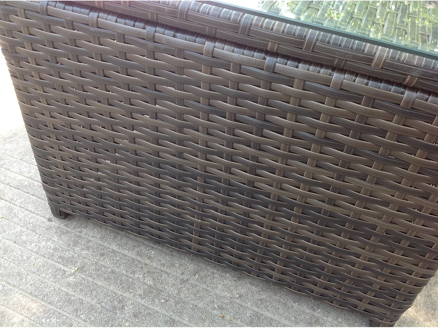 Fimous Rattan Oblong Coffee Table Outdoor Garden Furniture Patio Furniture Dark Brown Mixed