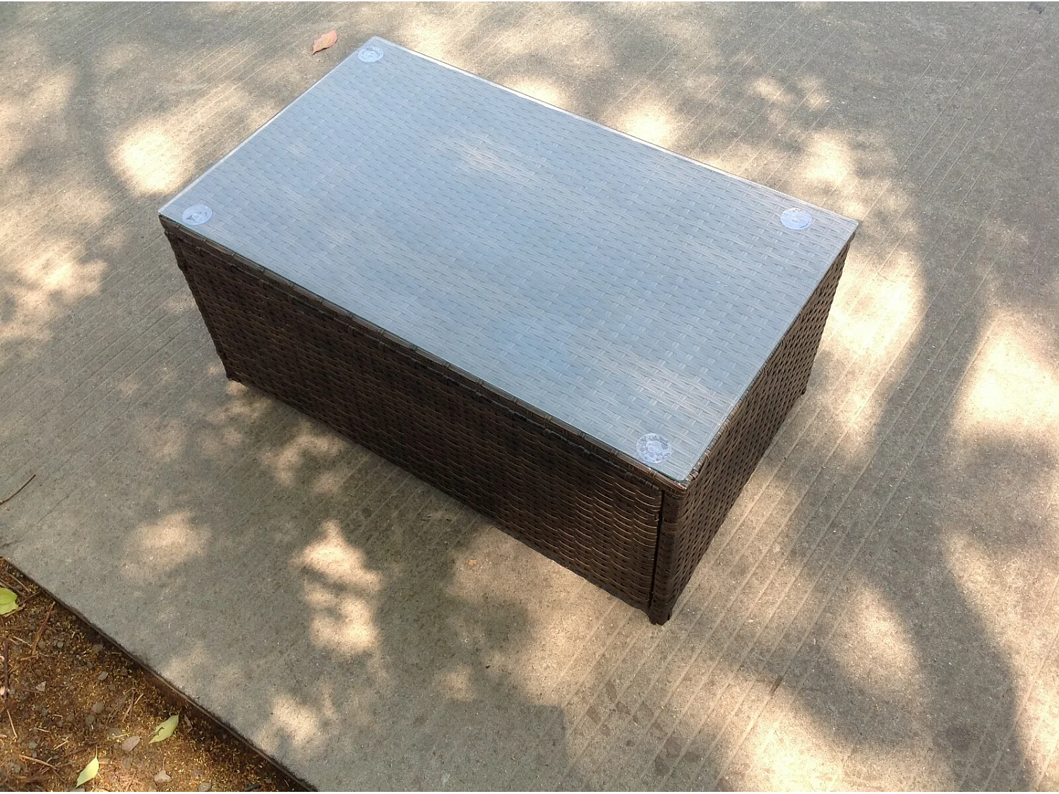 Fimous Rattan Oblong Coffee Table Outdoor Garden Furniture Patio Furniture Dark Brown Mixed