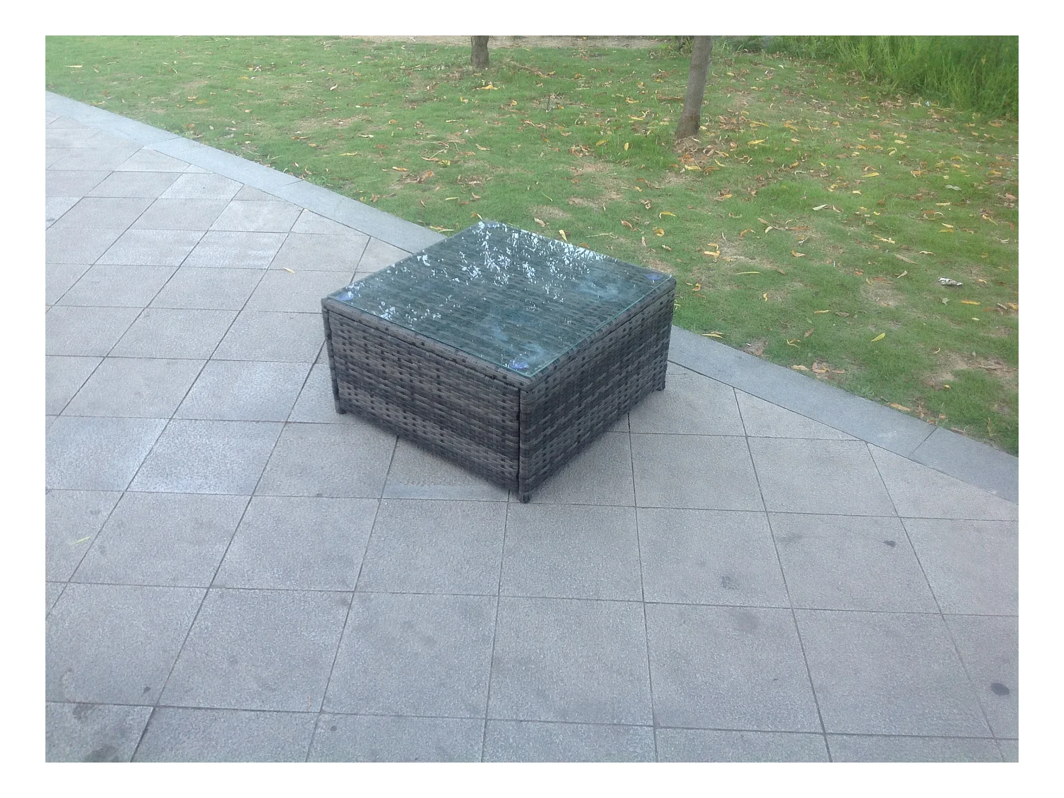 Carrée Rotin Café Thé Table D'Appoint IntéRieur Et ExtéRieur Meubles De Jardin Accessoires Patio Mélange gris foncé