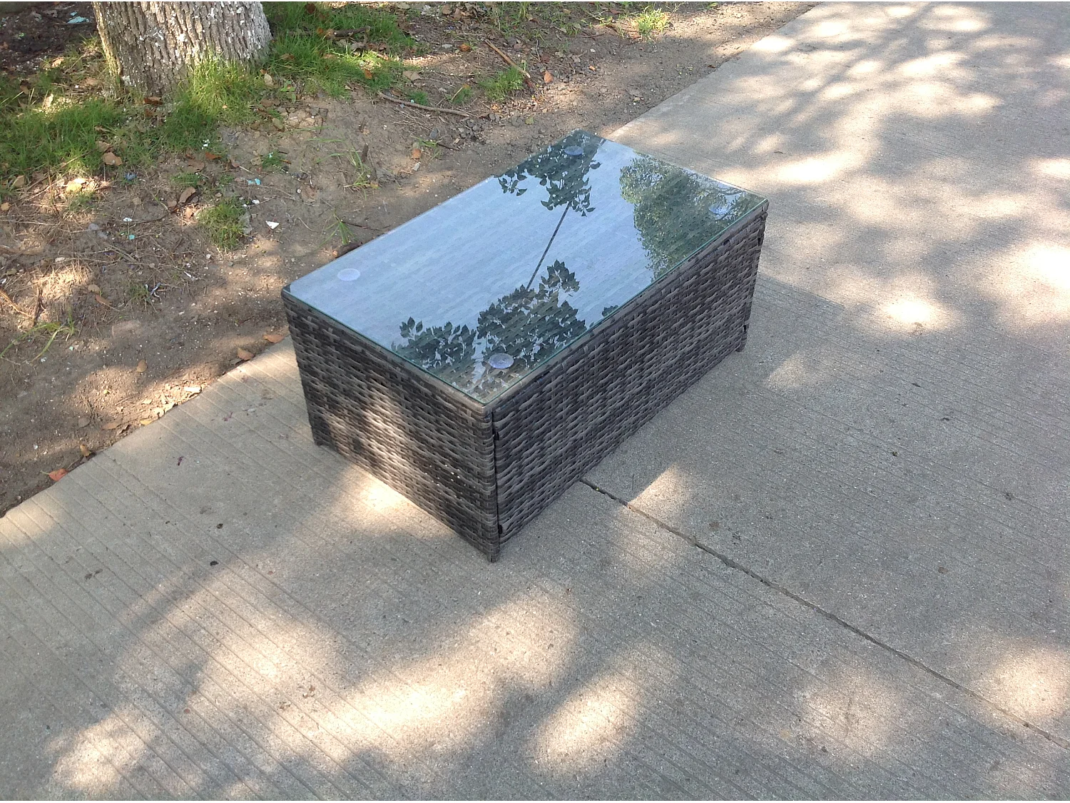 Rotin Café Thé Table D'Appoint IntéRieur Et ExtéRieur Meubles De Jardin Accessoires Patio Mélange gris foncé