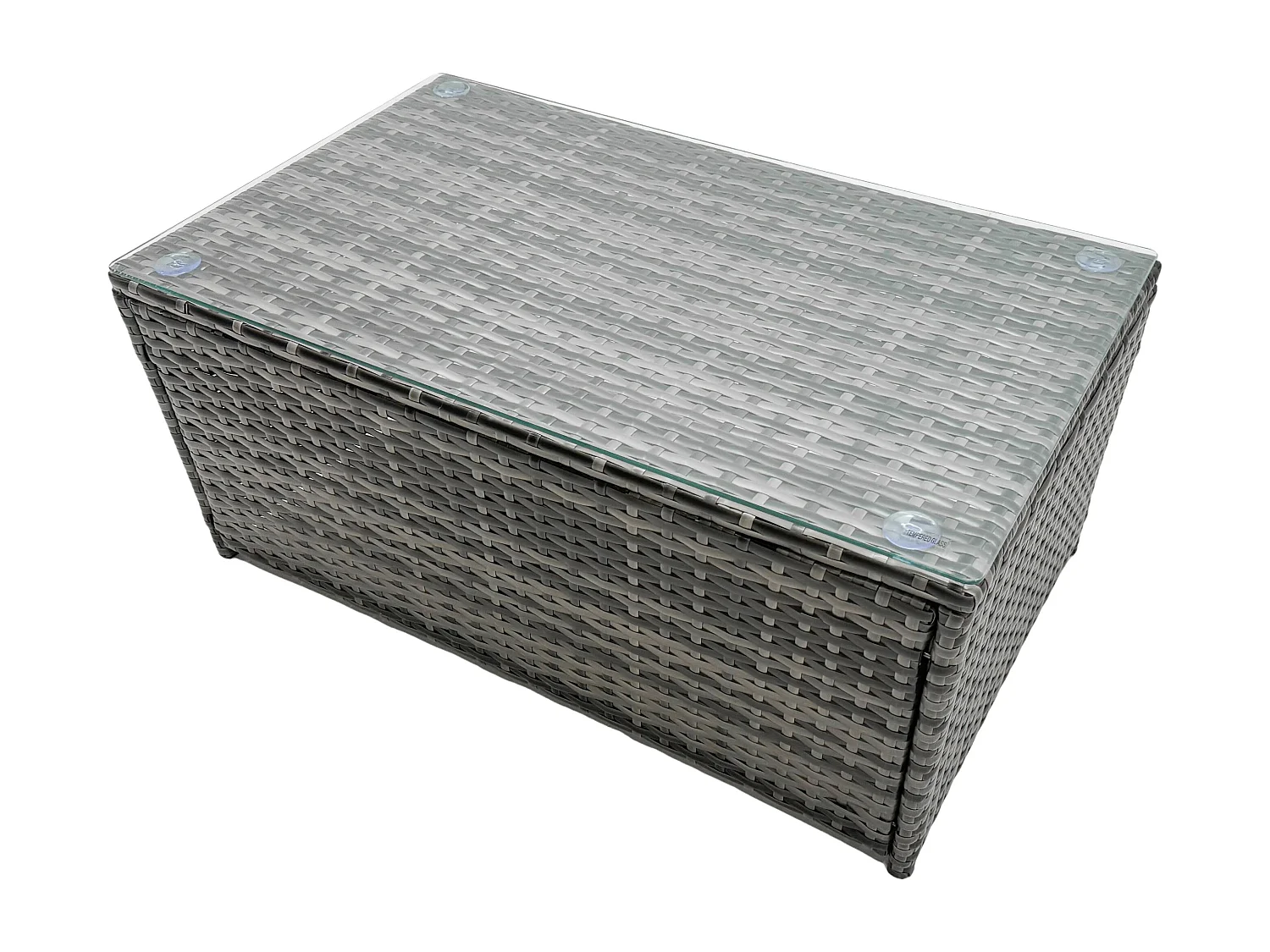 Fimous Rattan Oblong Coffee Table Outdoor Garden Furniture Patio Furniture Dark Grey Mixed
