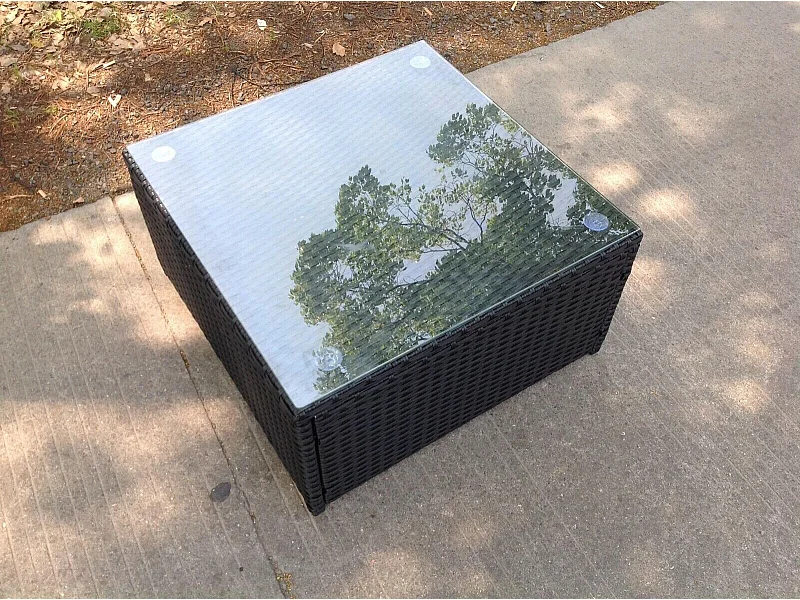 Polyrattan Quadrat Couchtisch Gartentisch Balkontisch Gartenmöbel im Freien Schwarz