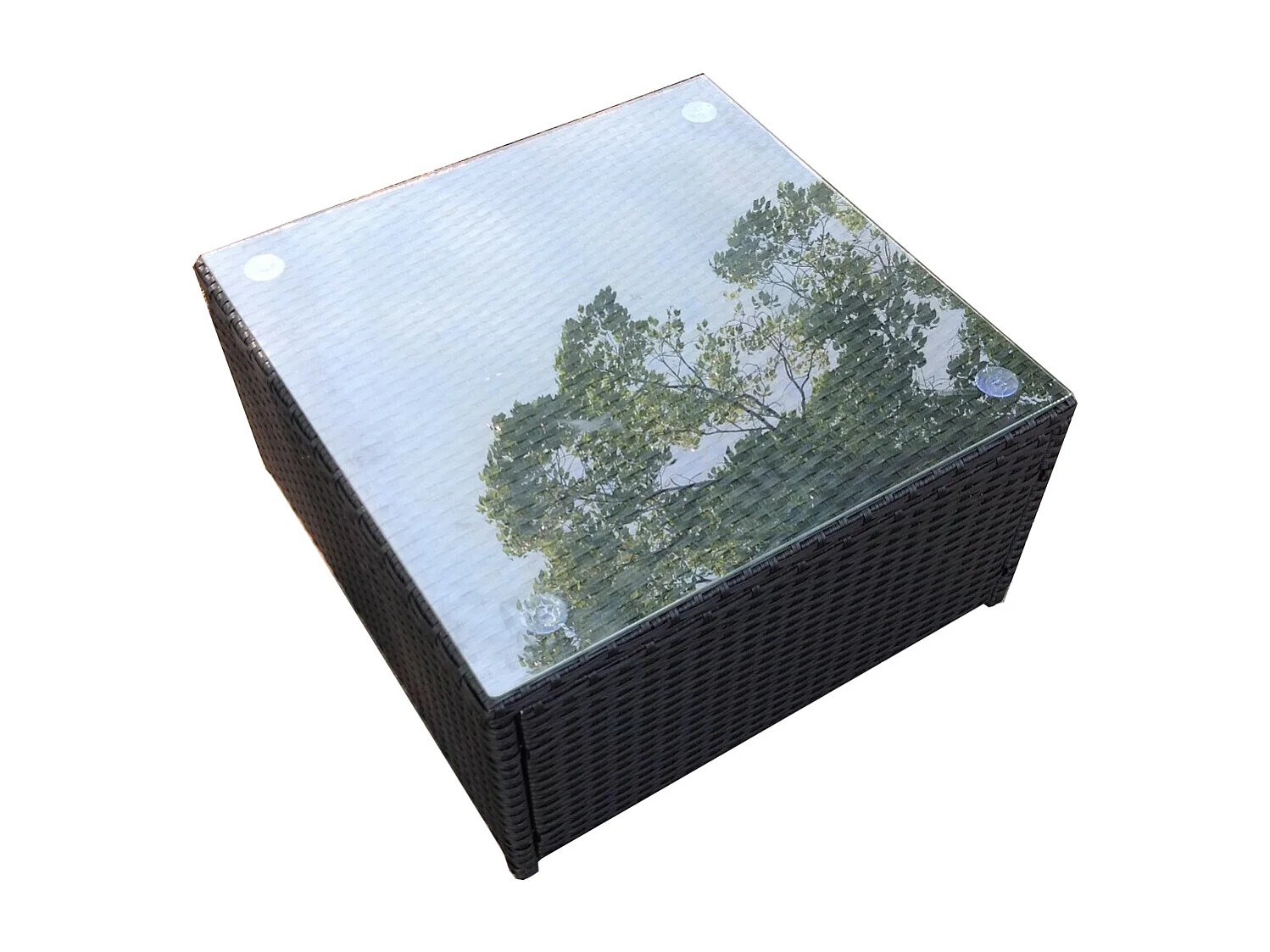 Fimous Square Rattan Coffee Tea Side Table Indoor Outdoor Use Garden Furniture Accessory Patio Black