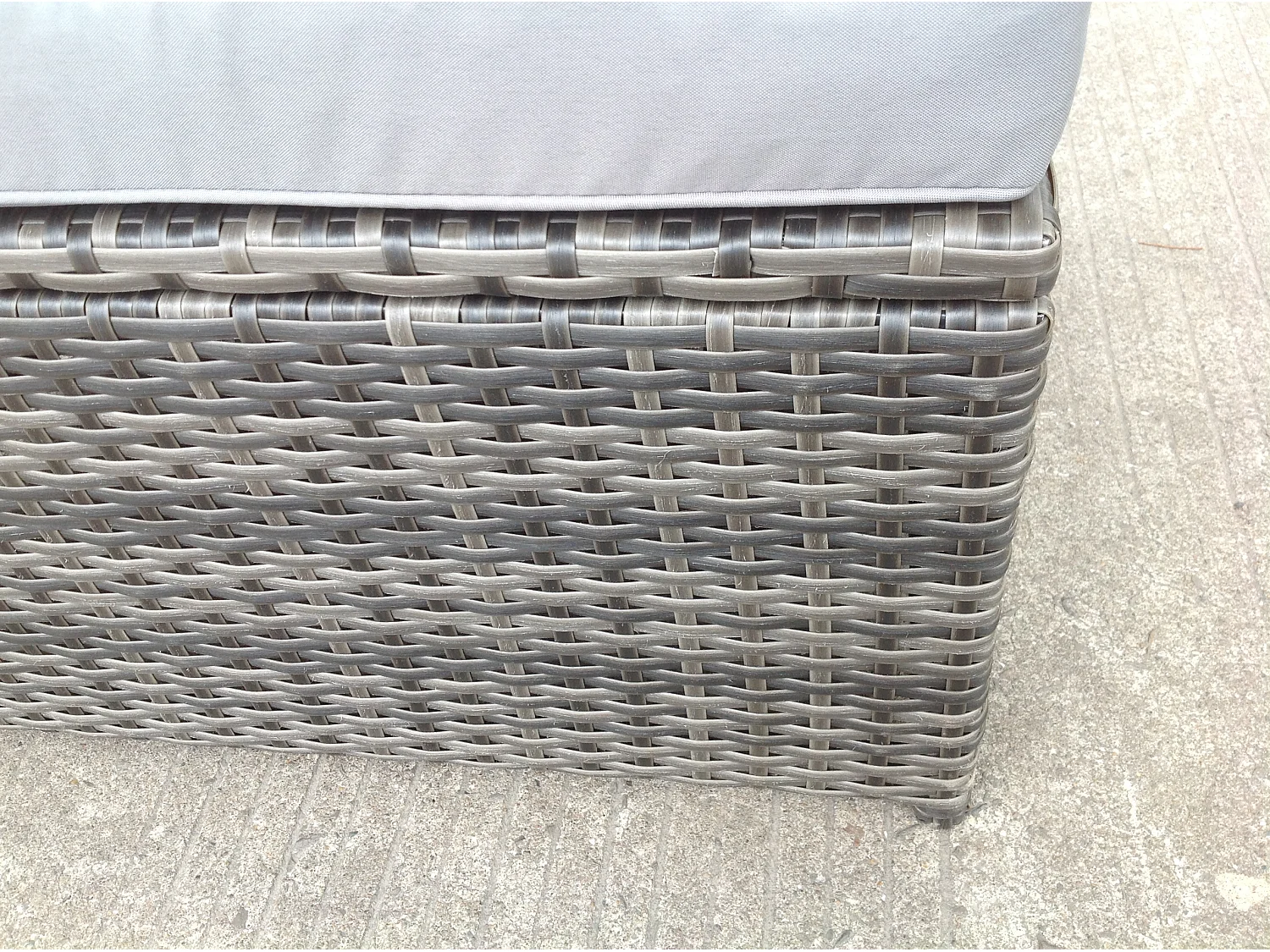 Fimous Grey Mixed Rattan Footstool Patio Outdoor Garden Furniture With Thick Grey Cushion