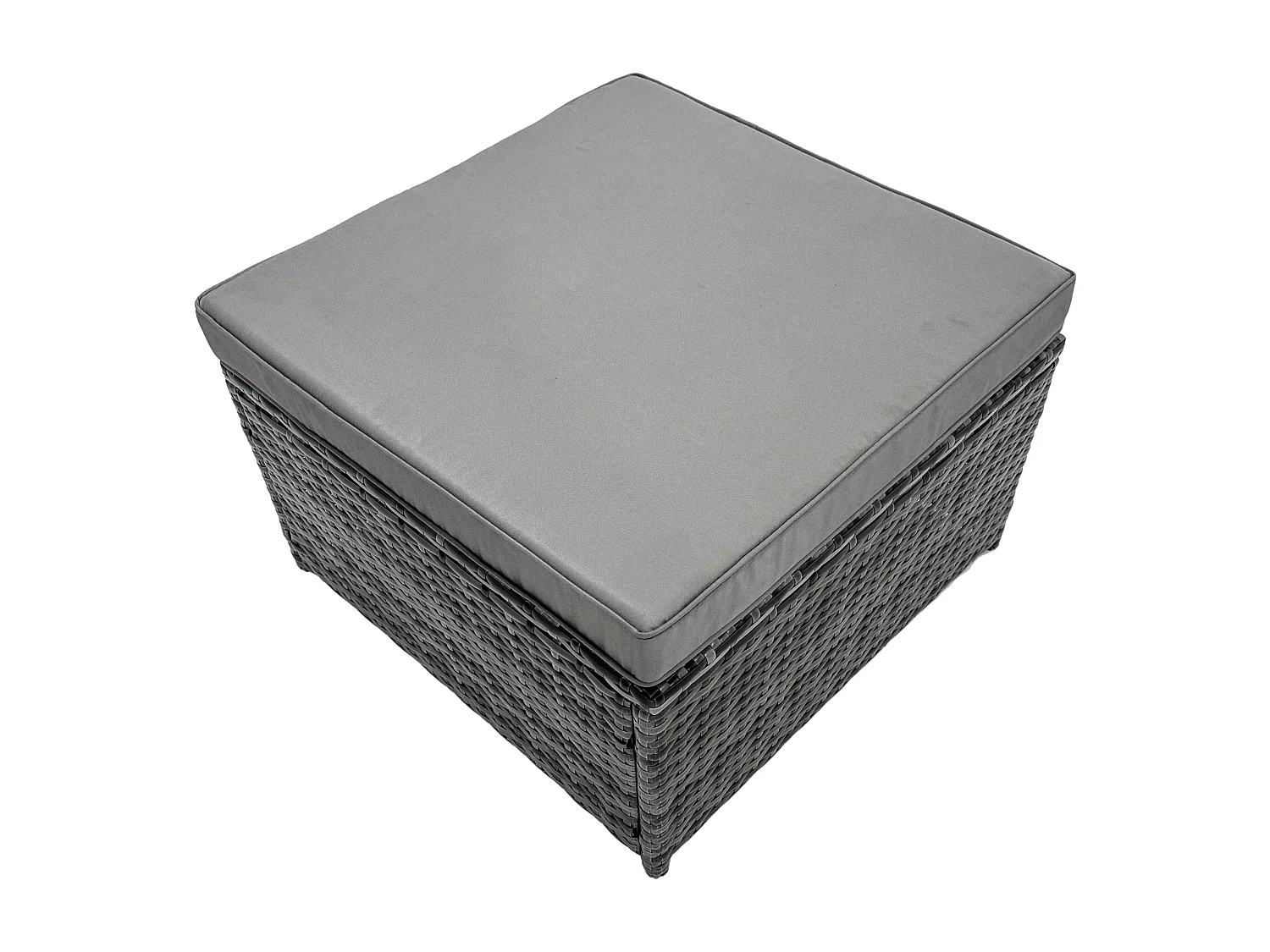 Fimous Grey Mixed Rattan Footstool Patio Outdoor Garden Furniture With Thick Grey Cushion