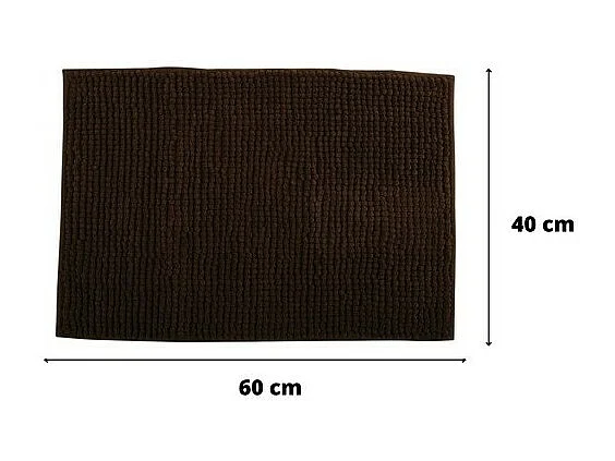 Lot de 2 tapis de bain CHENILLE 40x60cm Chocolat MSV