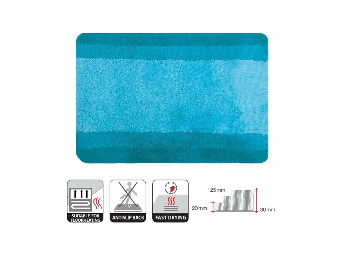 Tapis de bain Polyester BALANCE 60x90cm Bleu Turquoise Spirella
