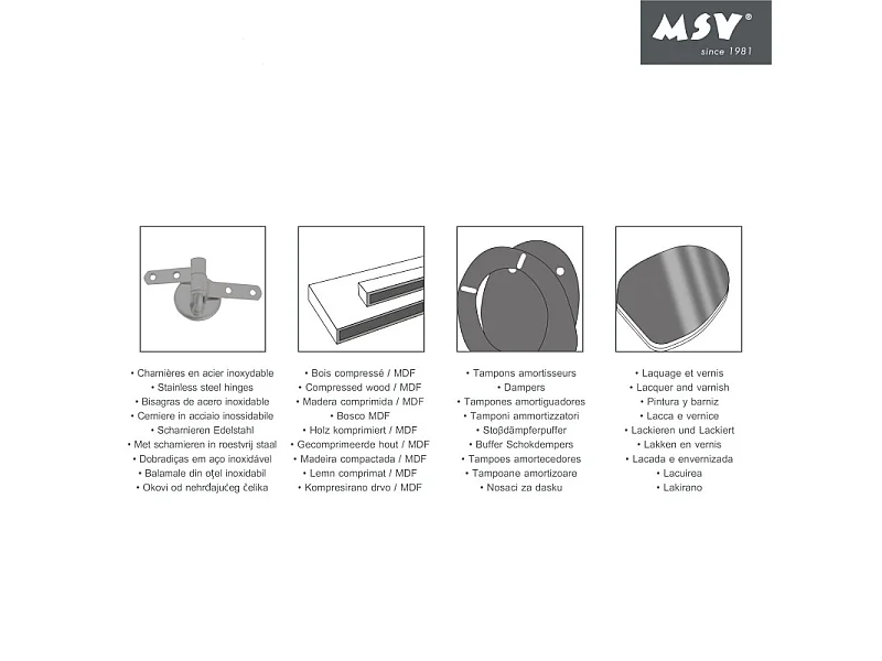 Abattant wc MDF Etoile de mer - Charnières Inox MSV