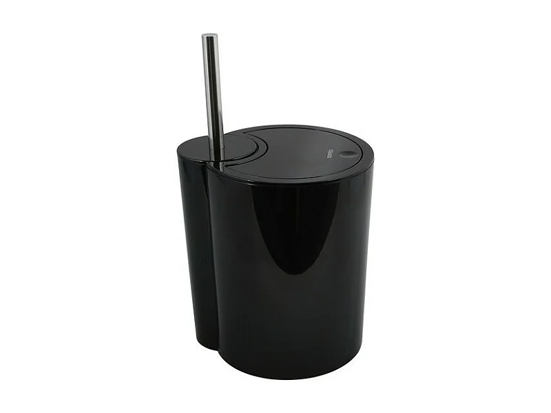 Poubelle à  bascule & brosse wc PP 6L SUN & MOON Noir Spirella