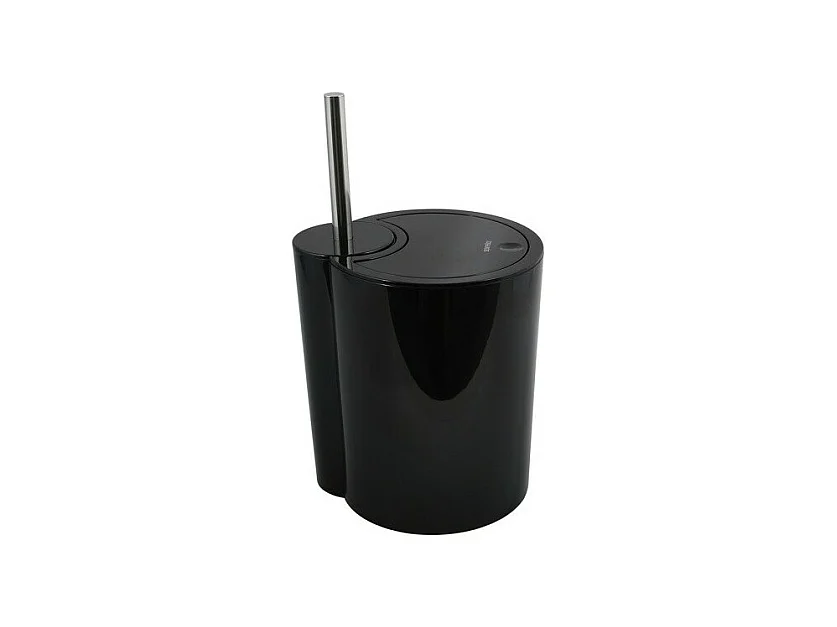 Poubelle à  bascule & brosse wc PP 6L SUN & MOON Noir Spirella