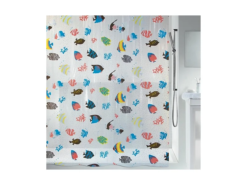 Rideau de douche PEVA FISH 180x200cm Multicolor motif poissons Spirella