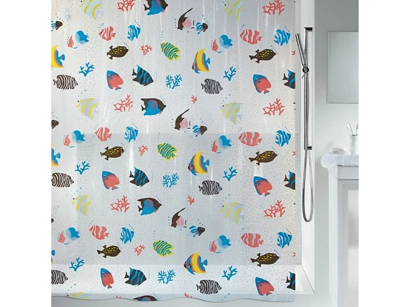 Rideau de douche PEVA FISH 180x200cm Multicolor motif poissons Spirella