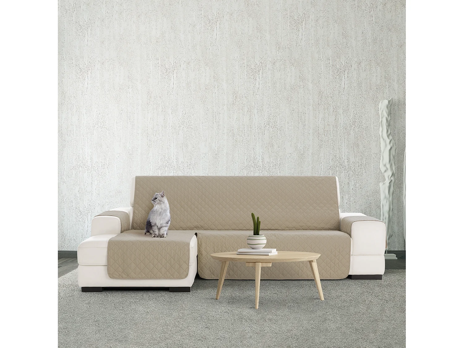 Capa de sofá acolchoada reversível chaise Michelle 200 cm C/01