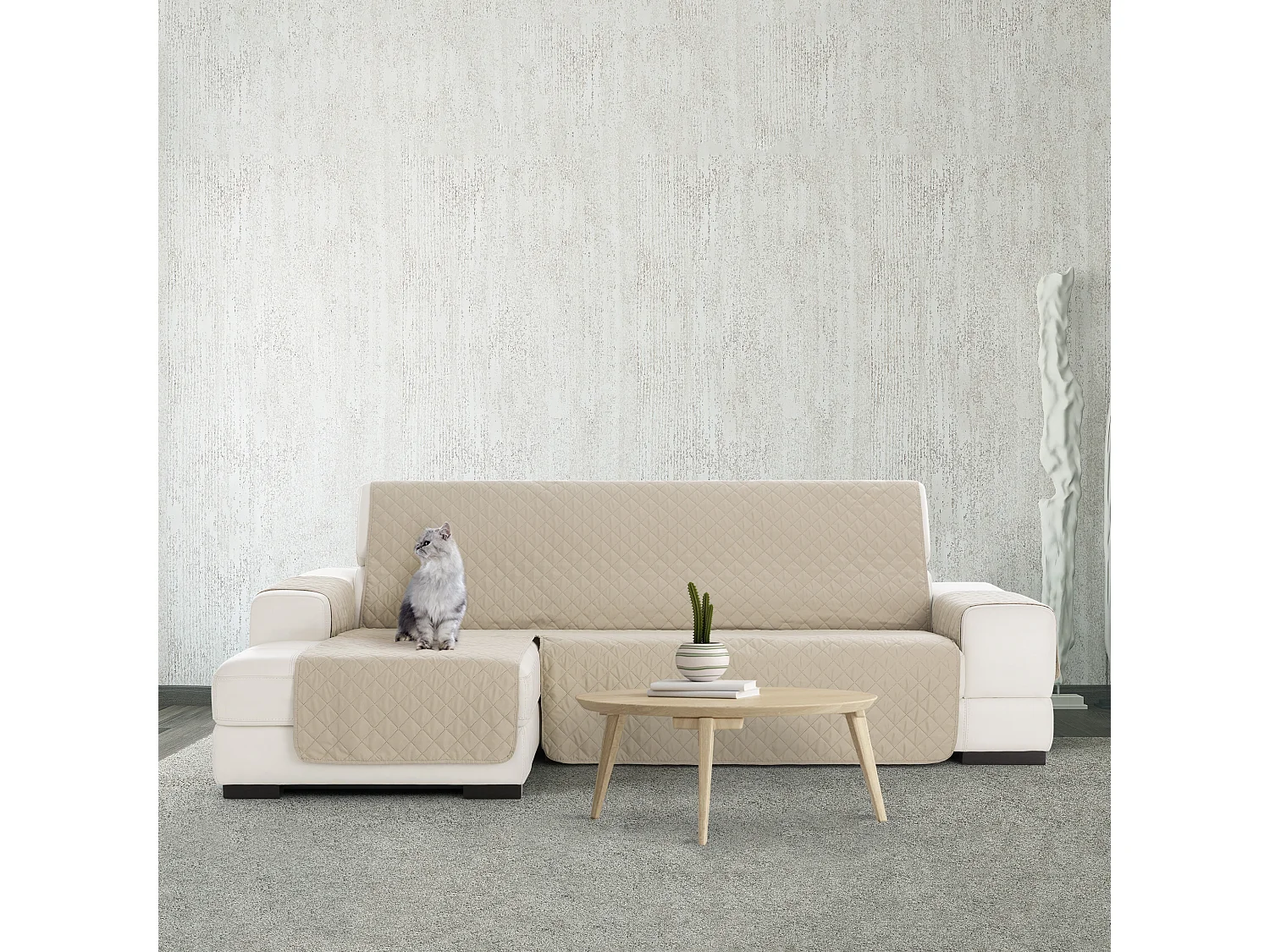 Capa de sofá acolchoada reversível chaise Michelle 200 cm C/00