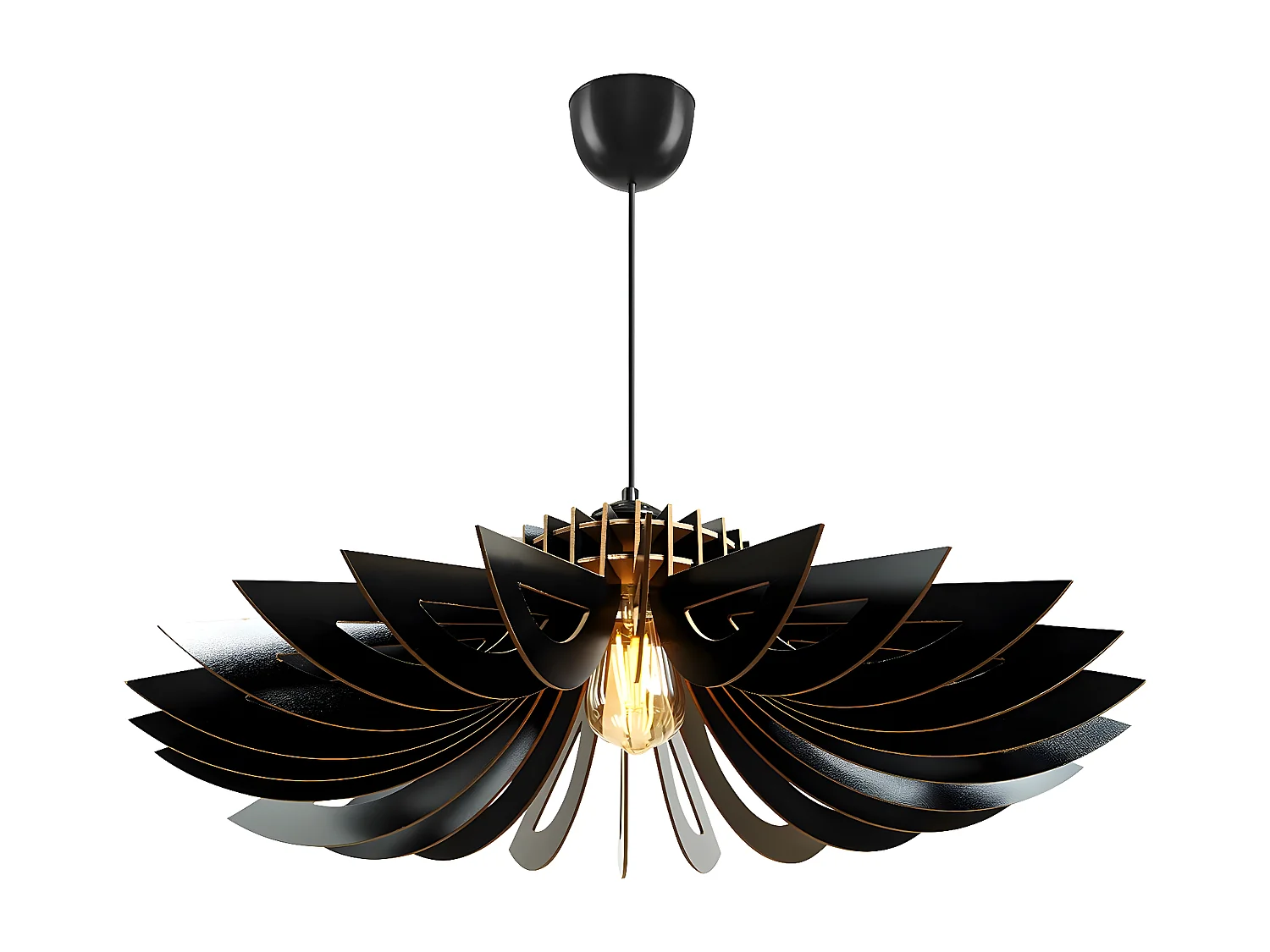 Suspension Topanga D68cm Bois Noir