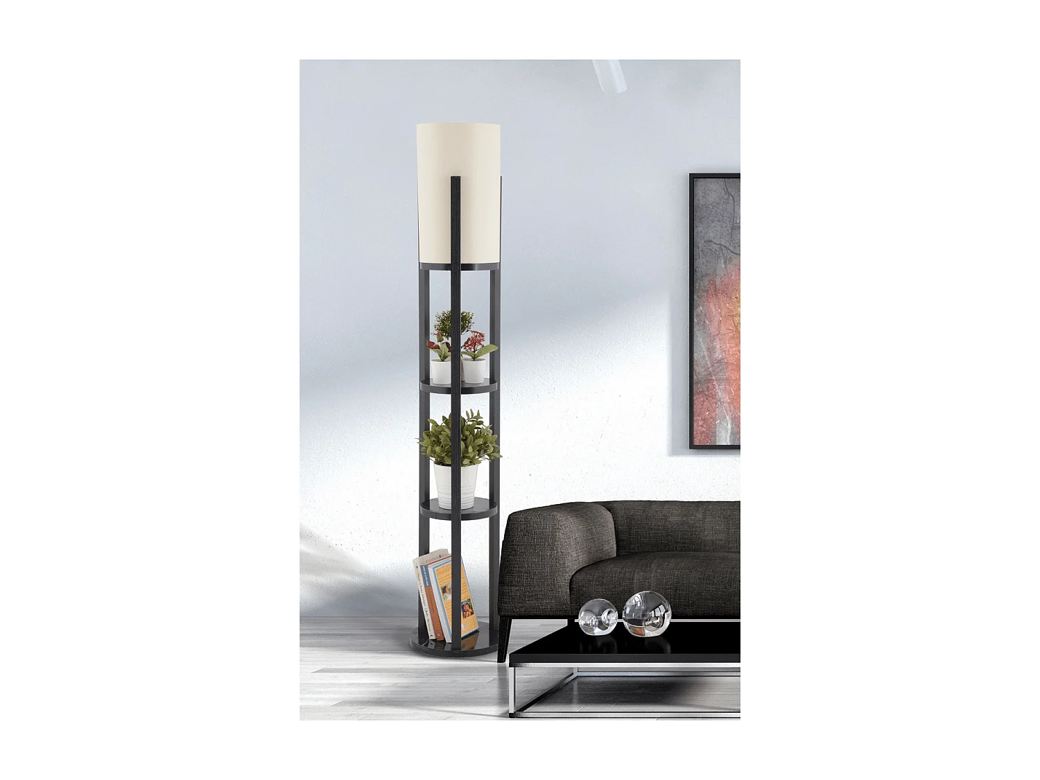 Lampe avec 3 étagères rondes H135 cm - CIRCLE