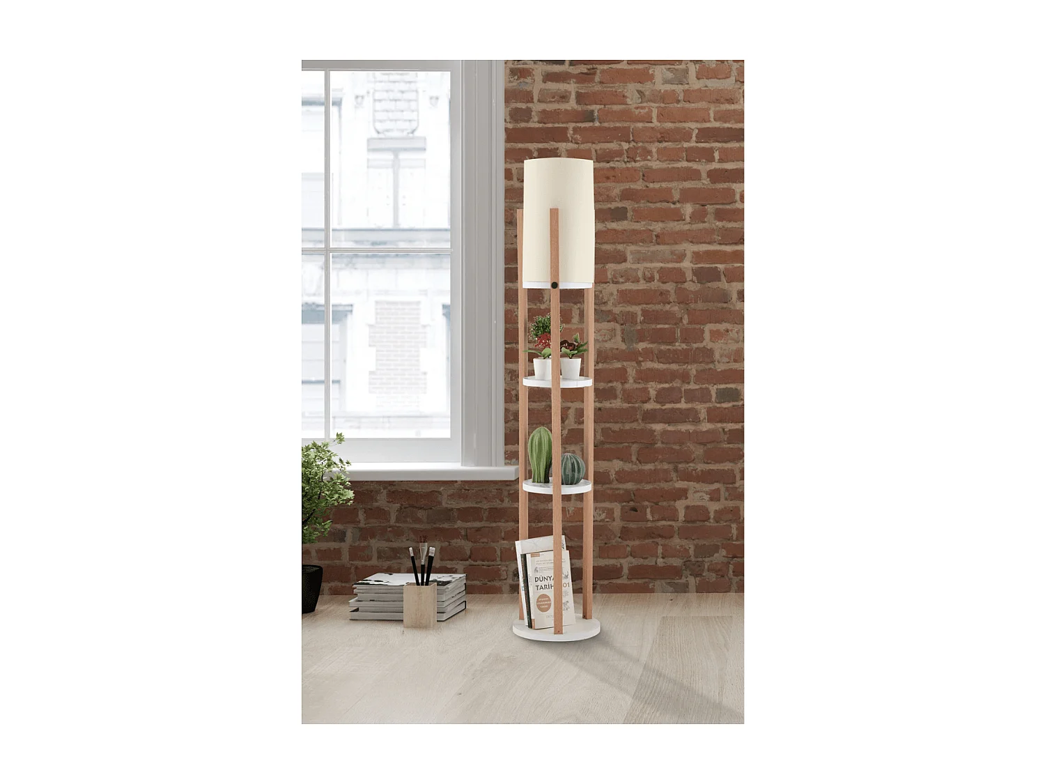 Lampe avec 3 étagères rondes H135 cm - CIRCLE