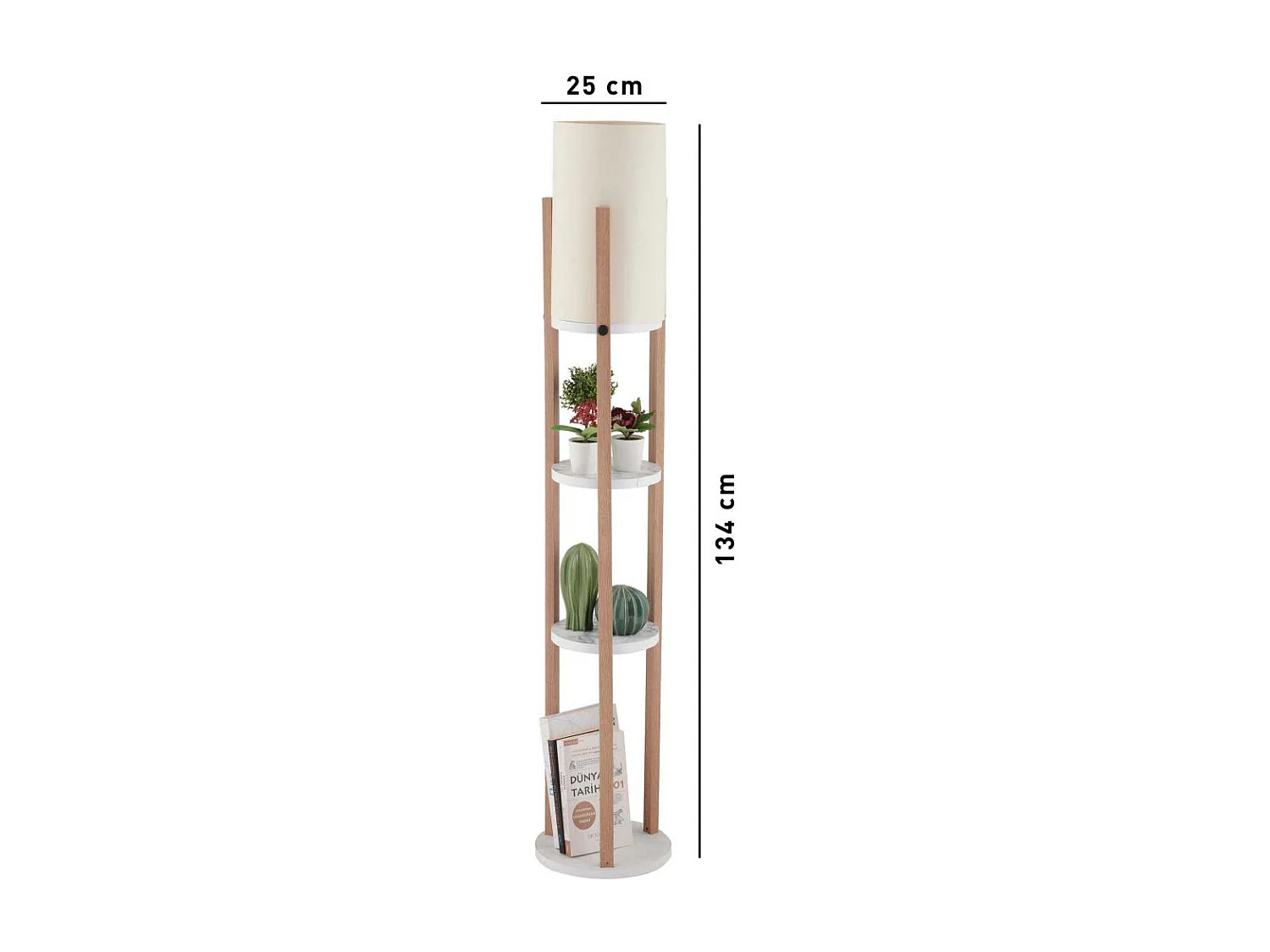 Lampe avec 3 étagères rondes H135 cm - CIRCLE
