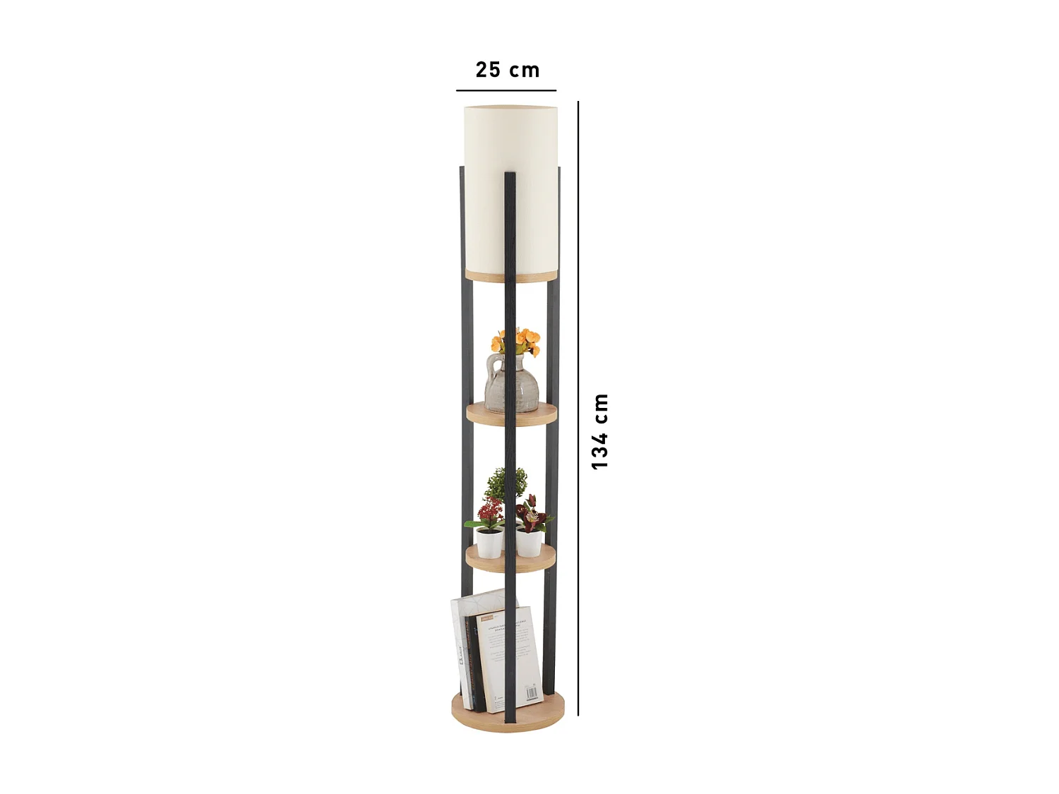 Lampe avec 3 étagères rondes H135 cm - CIRCLE