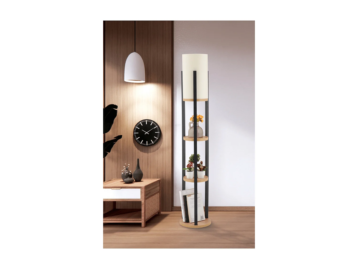 Lampe avec 3 étagères rondes H135 cm - CIRCLE