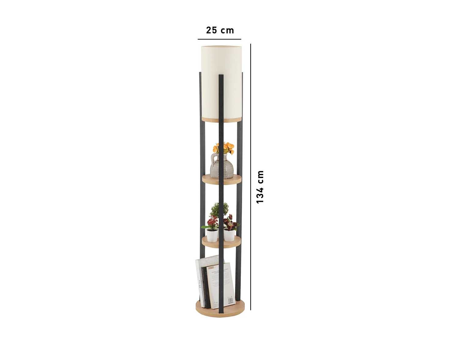 Lampe avec 3 étagères rondes H135 cm - CIRCLE