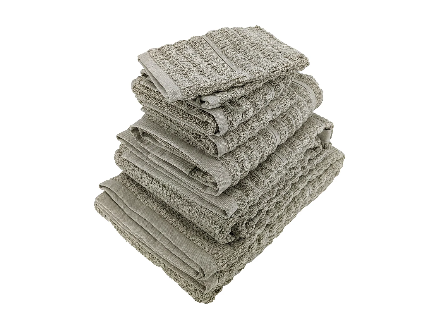 Parure de bain en fils retors pur coton collection SWELL 7 pièces vert