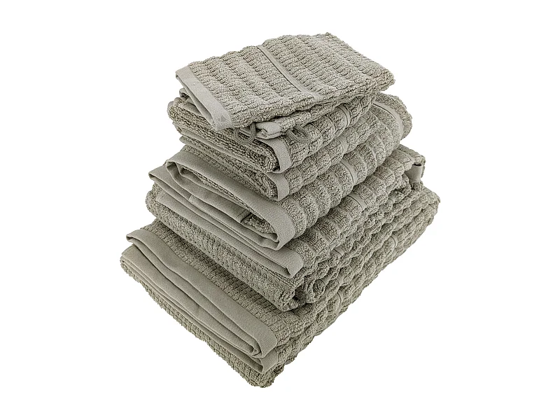 Parure de bain en fils retors pur coton collection SWELL 7 pièces vert