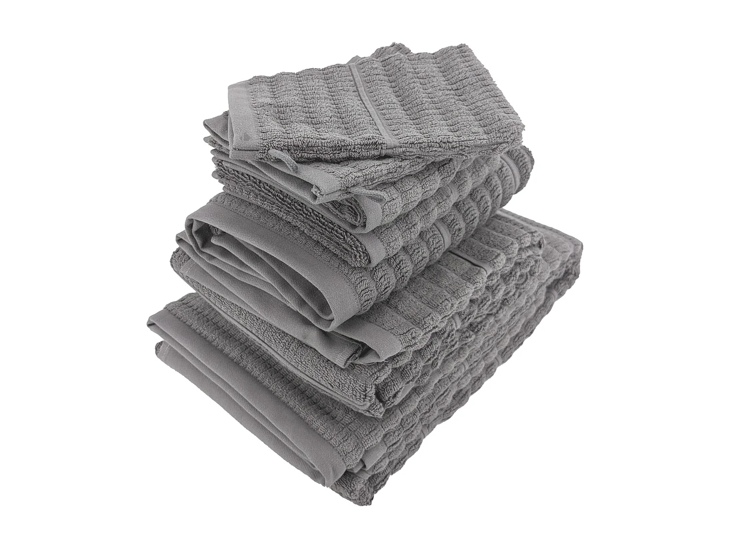 Parure de bain en fils retors pur coton collection SWELL 7 pièces gris