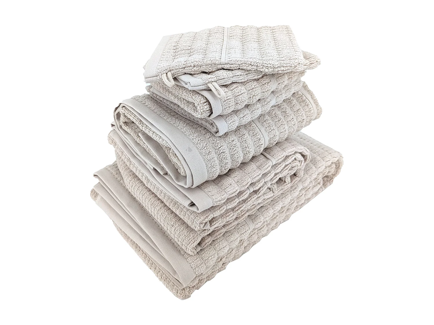 Parure de bain en fils retors pur coton collection SWELL 7 pièces beige
