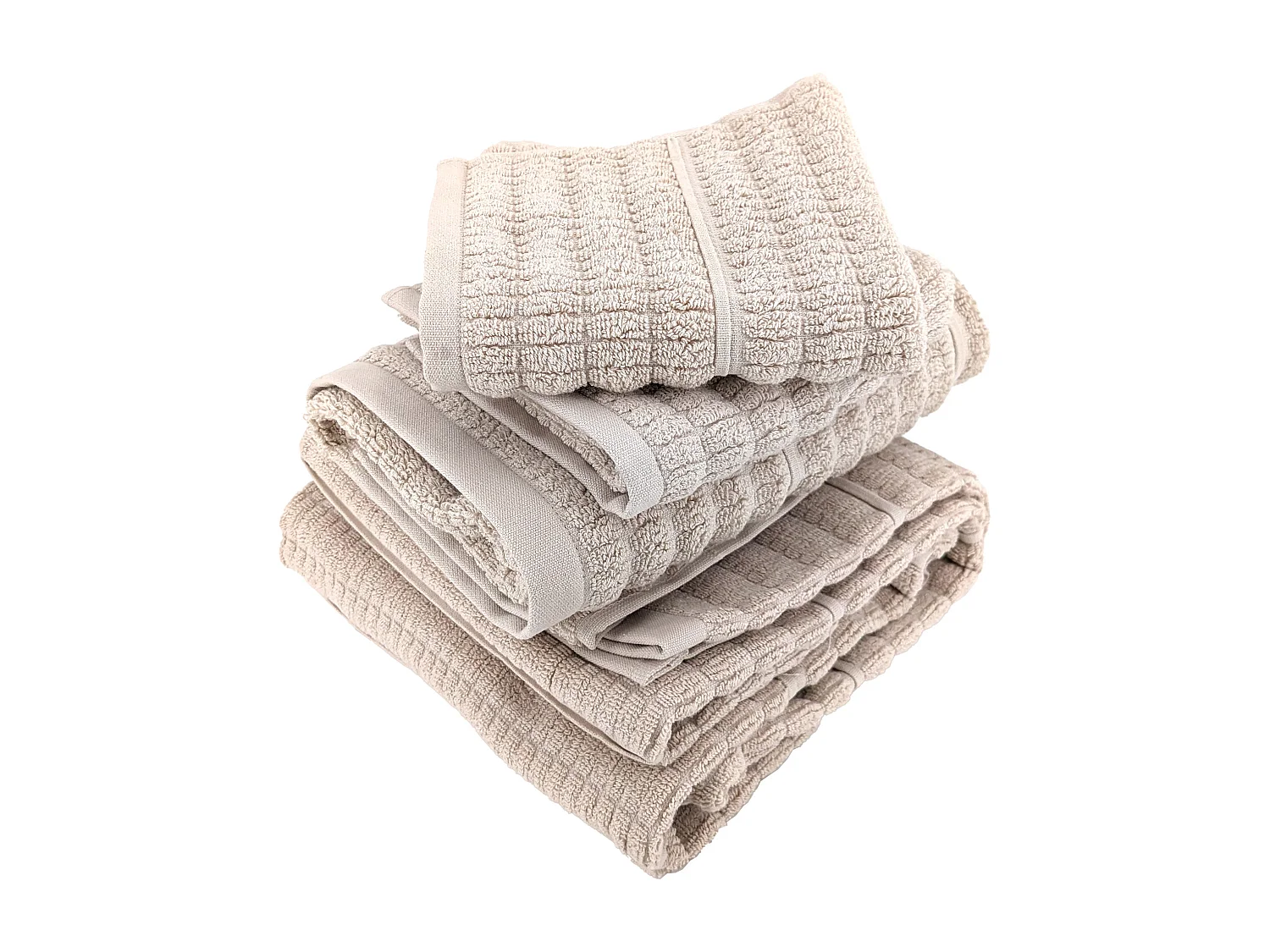 Parure de bain en fils retors pur coton collection SWELL 4 pièces beige